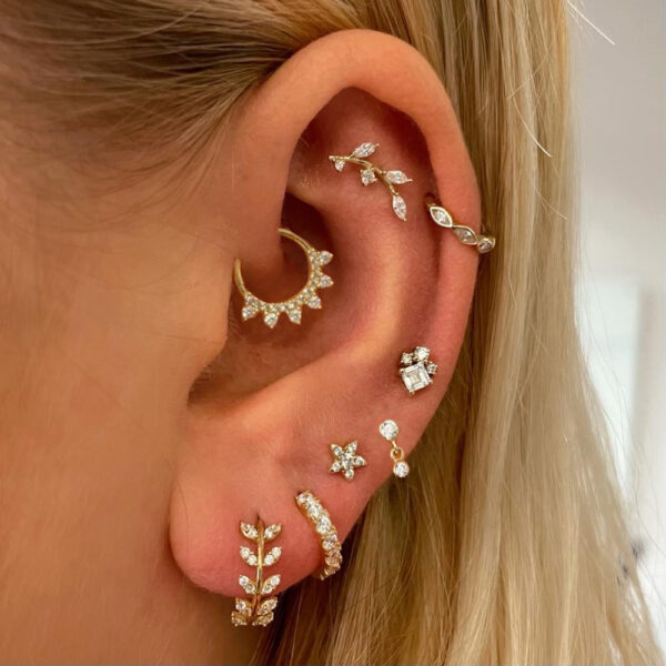 1PC Matching Dainty Piercing Ear Lobe Daith Earrings for Women Tragus Flat Stud Earing Fashion Jewelry