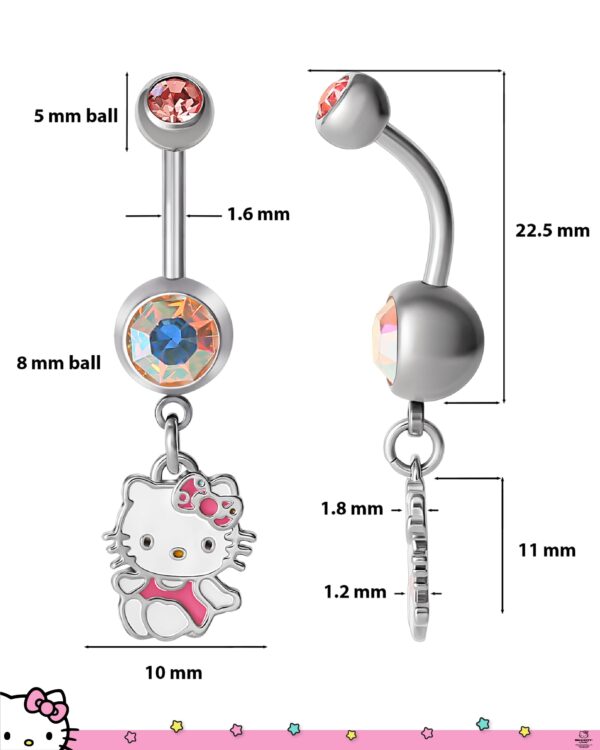 Hello Kitty Belly Button Ring 14g Stainless Steel Kawaii Belly Button Piercing Jewelry - Image 16