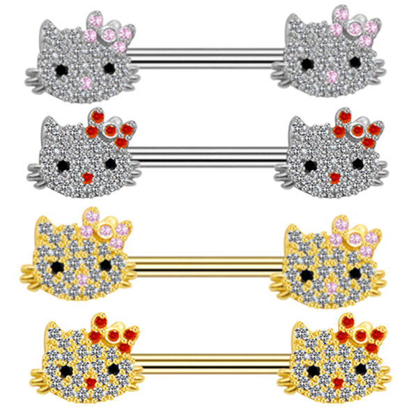 Sanrio Crystal Hello Kitty Belly Button Ring Y2K Metal Nose Clip Lip Ear Body Piercing Jewelry - Image 2
