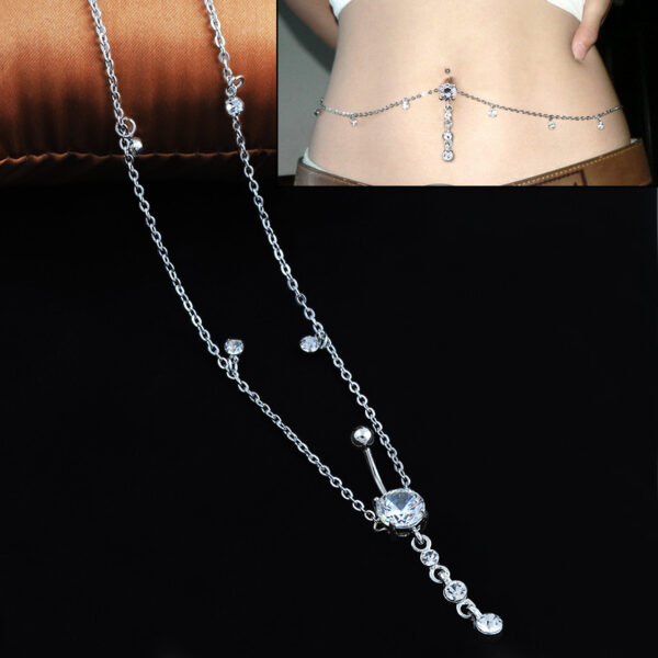 Women Sexy Belly Button Rings Chain Navel Piercing Ring Body Jewelry Waist Chain Button for Summer Beach