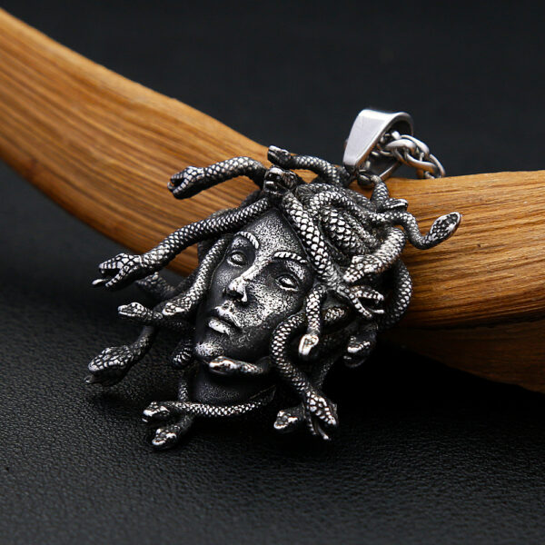 Stainless Steel Punk Vintage Medusa Pendant Necklace For Men Women - Image 3