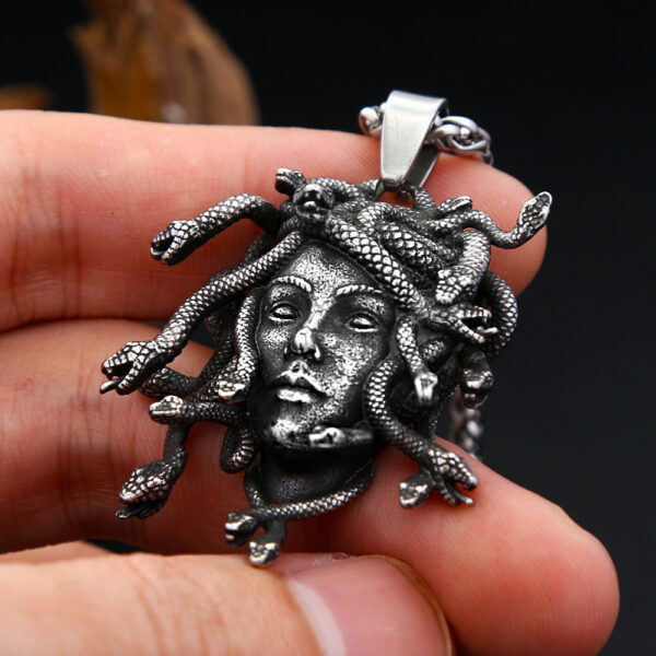 Stainless Steel Punk Vintage Medusa Pendant Necklace For Men Women - Image 5